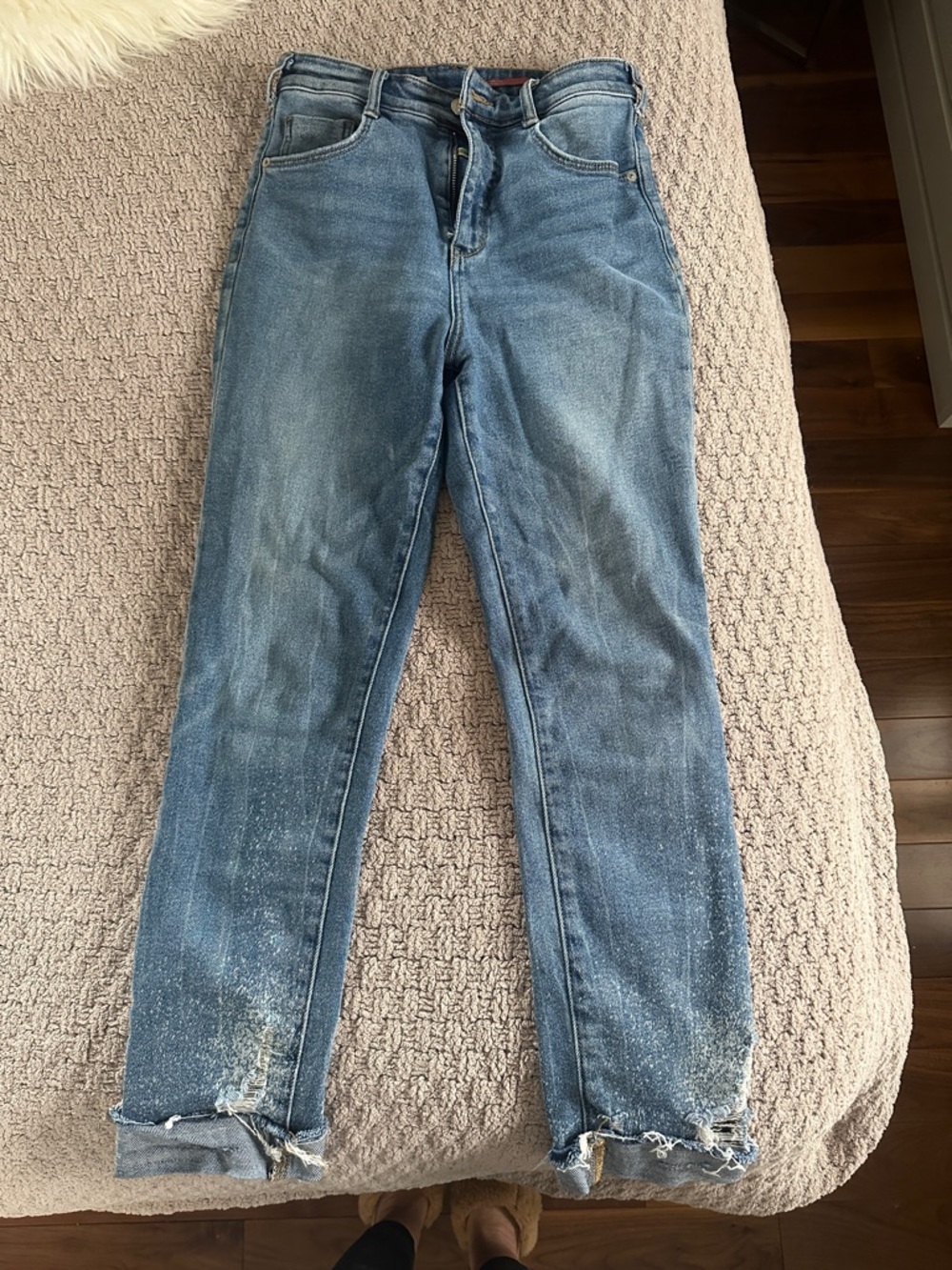 Pilcro Women's Light Blue Distressed Boyfriend Jeans